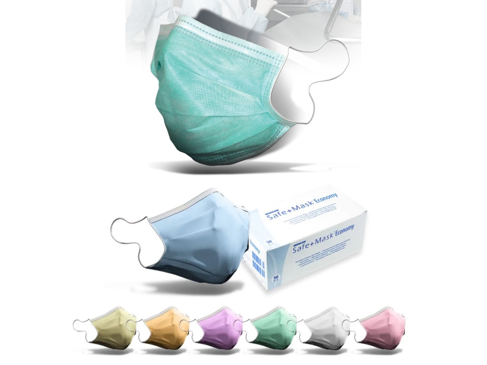 Процедурні маски з петлями для вух SAFE+MASK® Economy