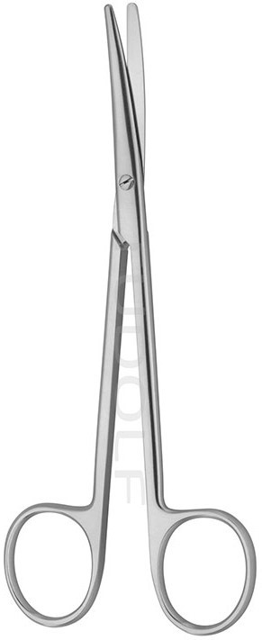 Ножиці дисекційні Metzenbaum, зігнуті, тупокінцеві, 14,5 см