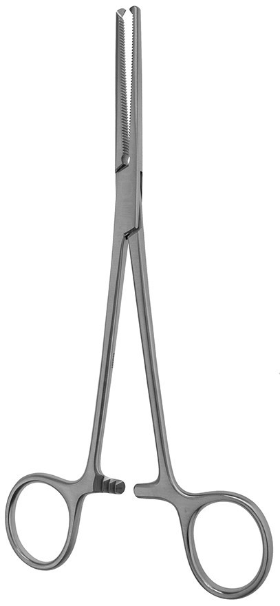 Затискач гемостатичний Ochsner-Kocher, прямий, 1x2 зубця, 20 см
