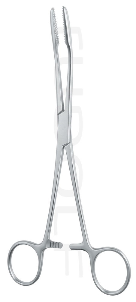 Корнцанг Gross-Maier, зігнутий, з кремальєрою, 20 см