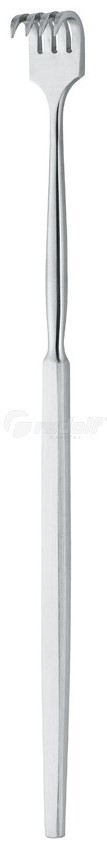 Ретрактор, загострений, 4 зубця, довжина 16 см