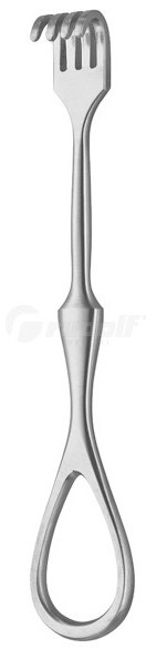 Ретрактор Volkmann, тупокінцевий, 4 зубця, довжина 11,5 см